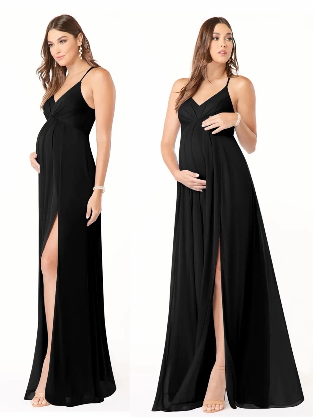 Azazie Black Maternity Spaghetti Strap Bridesmaid Gown